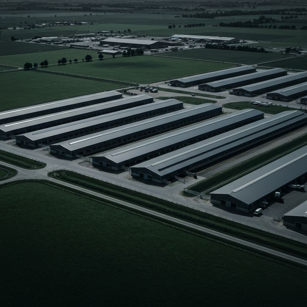 Modern dairy farm landscape